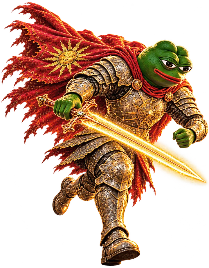 Pepe running forward with his sword held low and his cape streaming behind